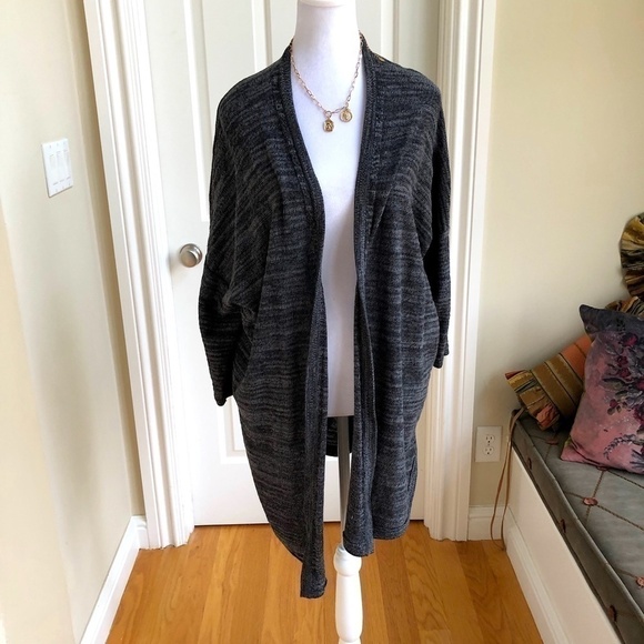 J. Jill Cardigan Sweater Pure Jill Cotton Linen Gray Elbow Sleeves (LP) - Picture 1 of 6